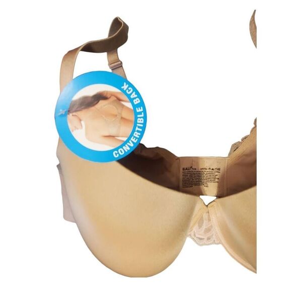 Bali One Smooth U Dreamwire Underwire Convertible Back Bra Df6580 Size 42 B - Picture 2 of 6